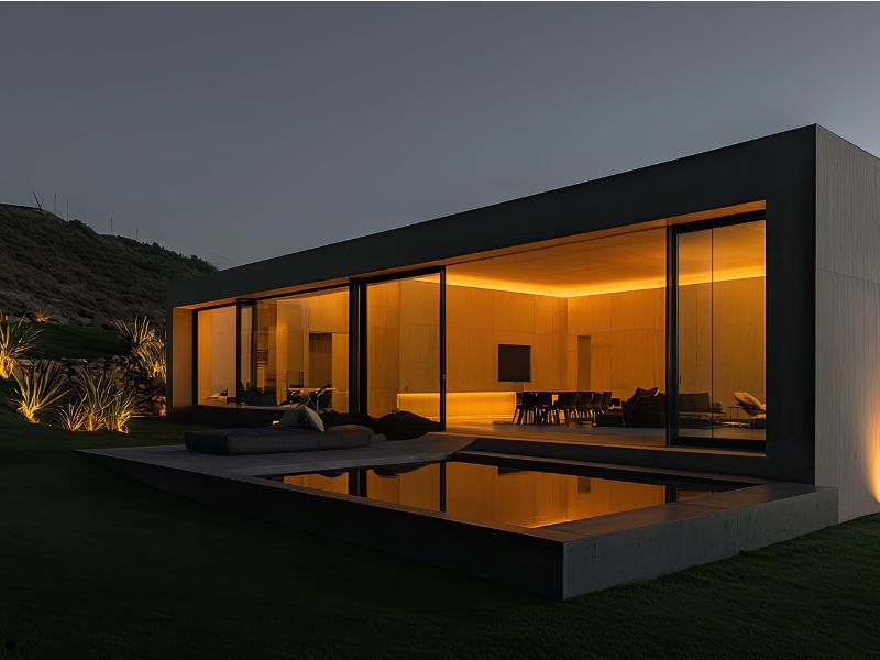 Villa bei Nacht